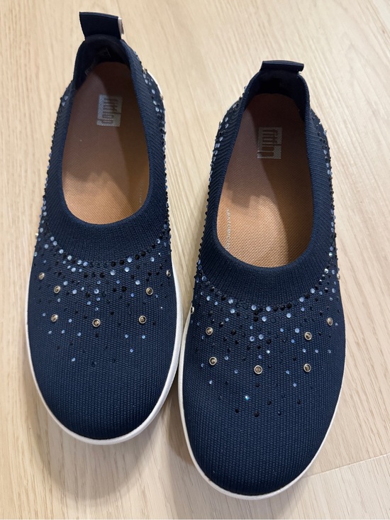 Fitflop Shoes - FitFlop Uberknit Ombre Crystal Slip On Ballet Flats Navy Rhinestone ballerina